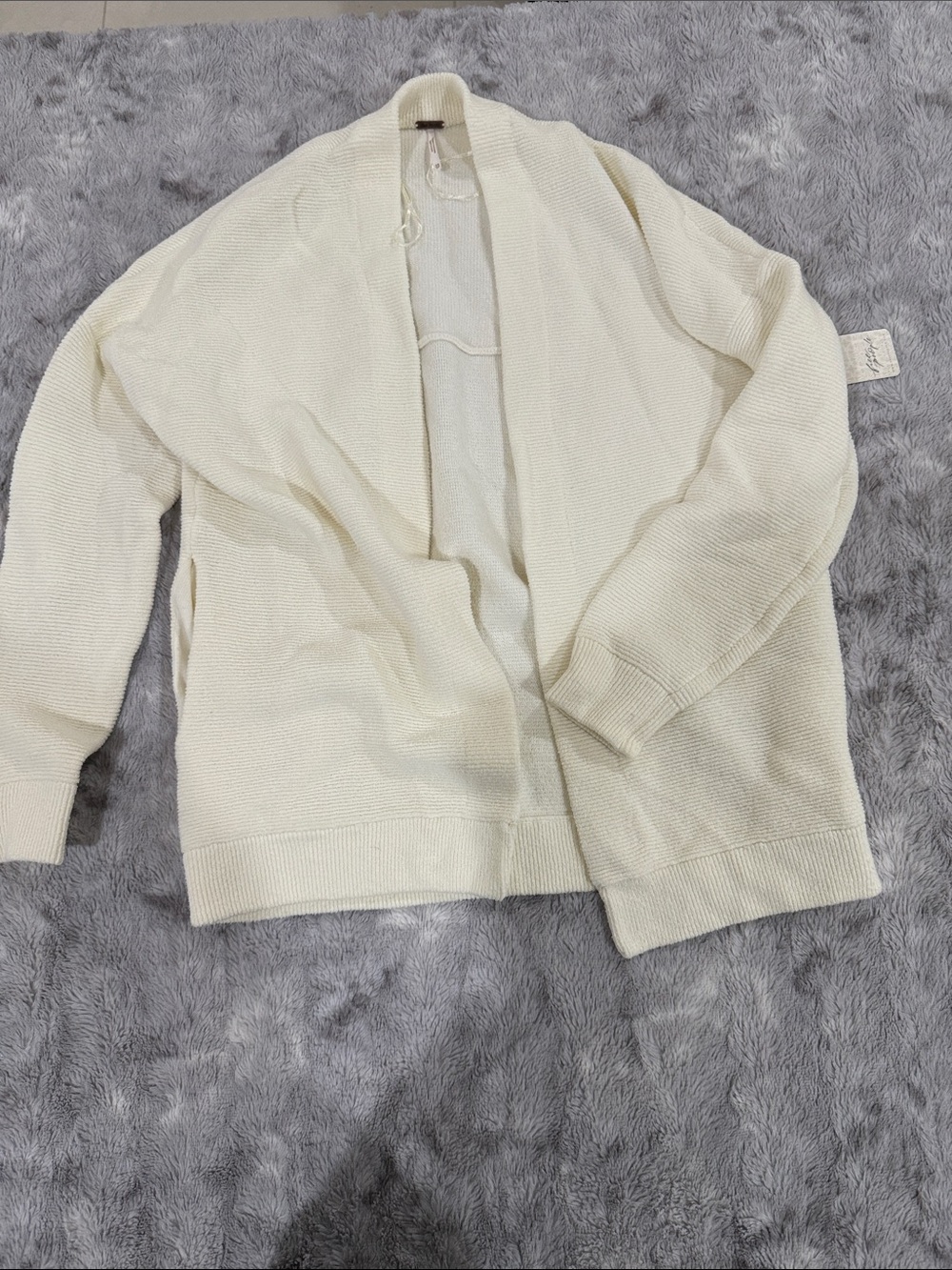Free people NWT Women’s Cream Open-Front Elegant Knit Cardigan Sweater